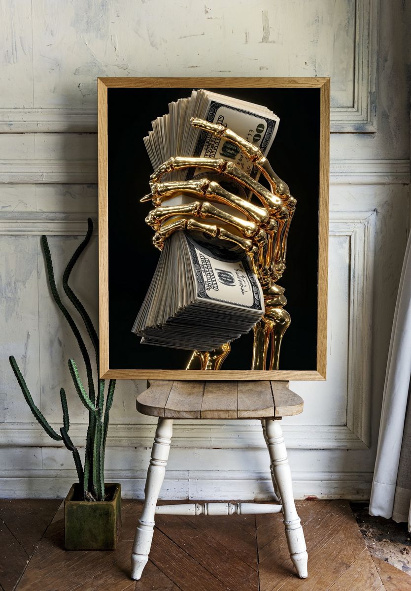 Golden Money Skeleton Poster. room preview
