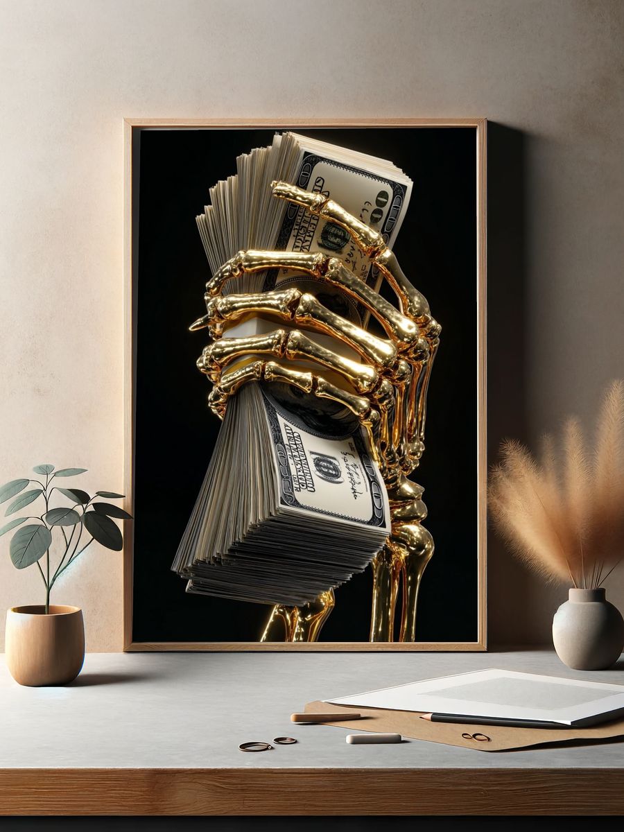 Golden Money Skeleton Poster. — room view 2