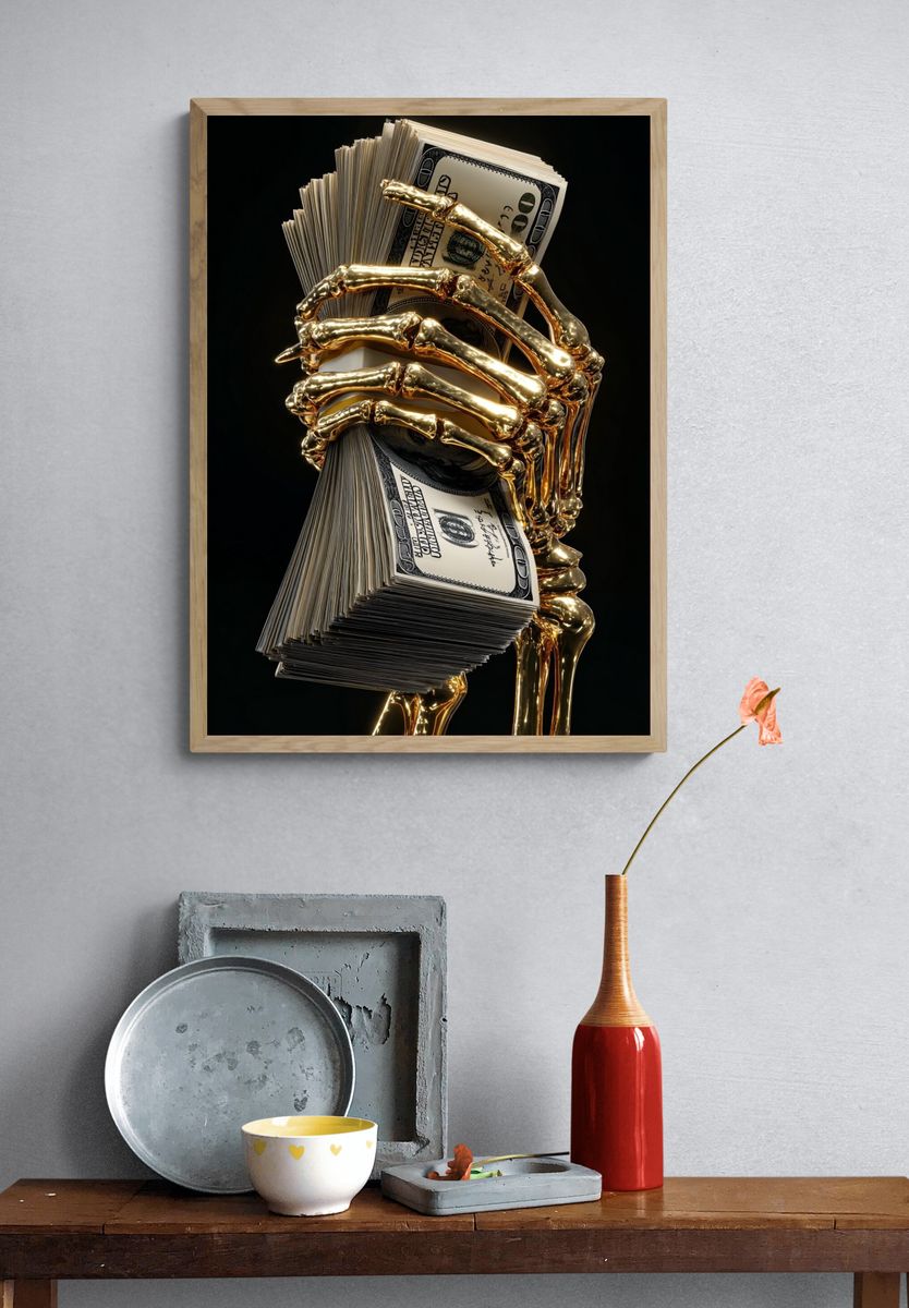 Golden Money Skeleton Poster. — room view 3