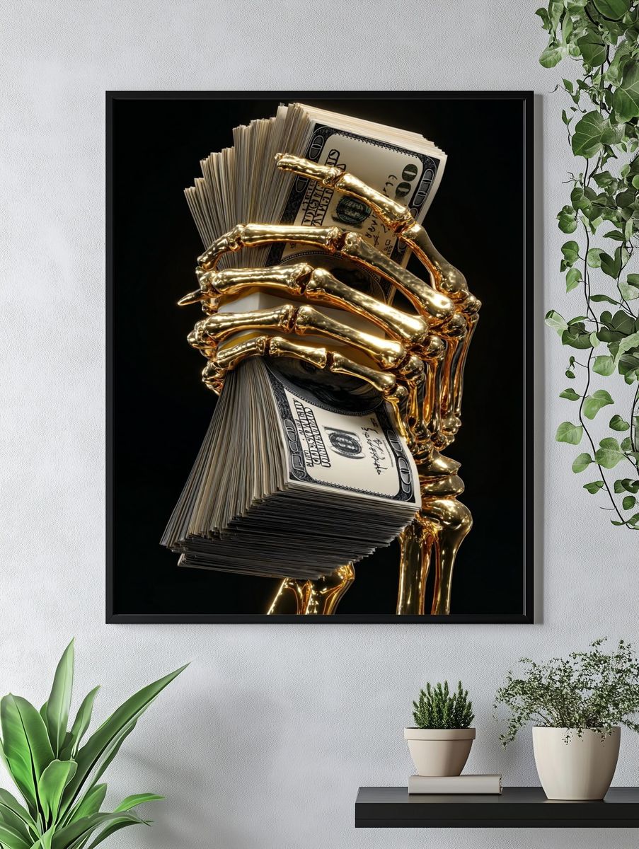 Golden Money Skeleton Poster. — room view 4