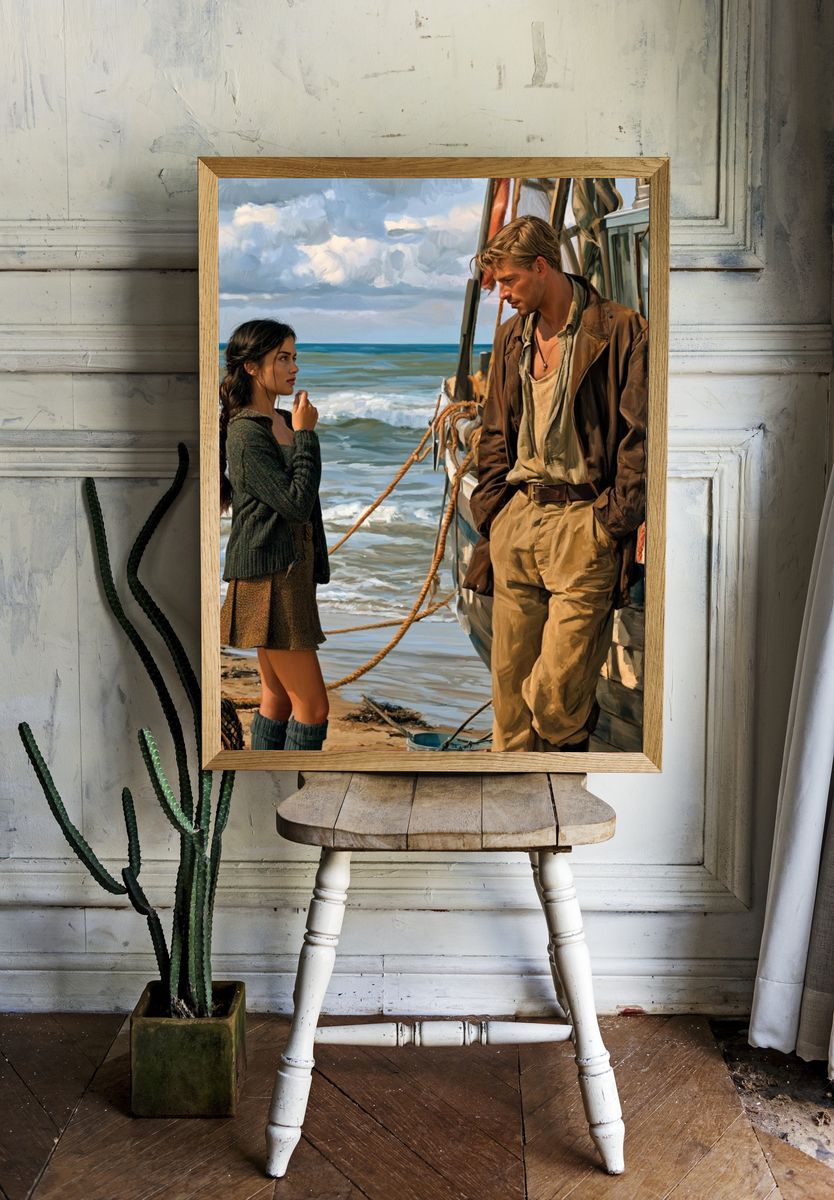 Beachside Conversation Fine-Art Print. room preview