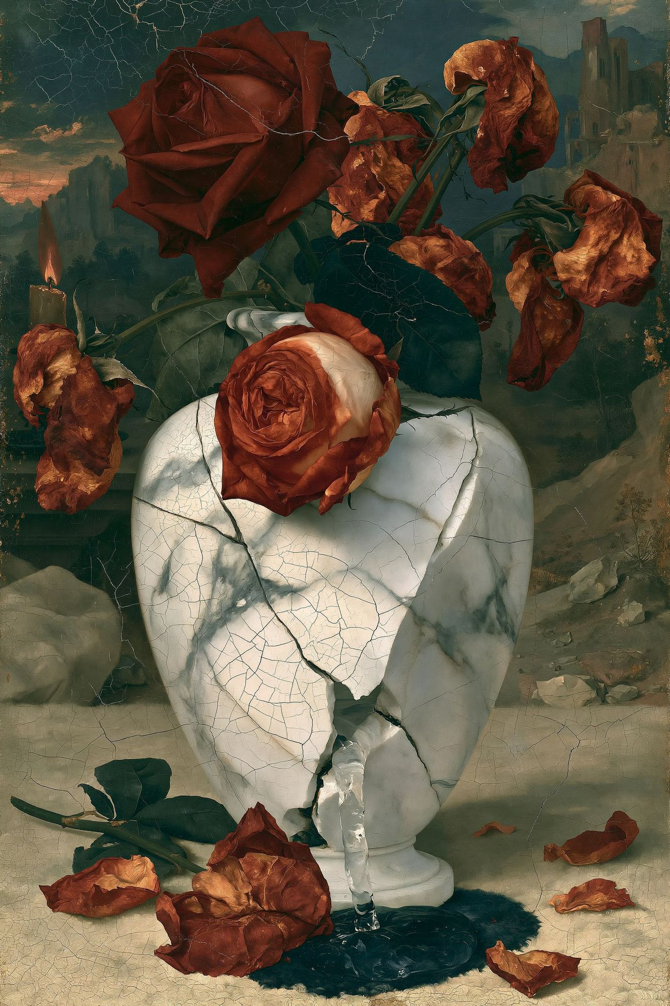 Withered Roses Surrealism Print. poster detail