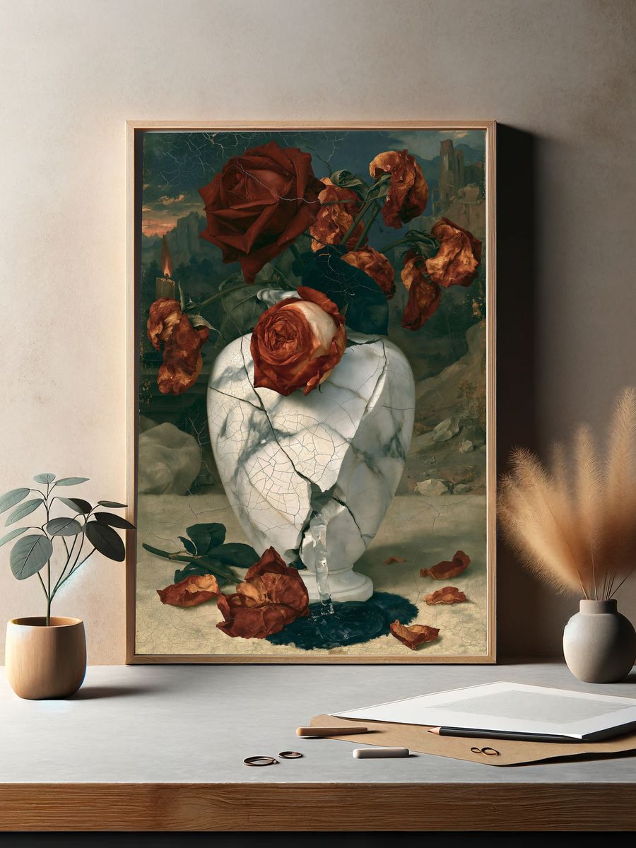 Withered Roses Surrealism Print. — room view 2