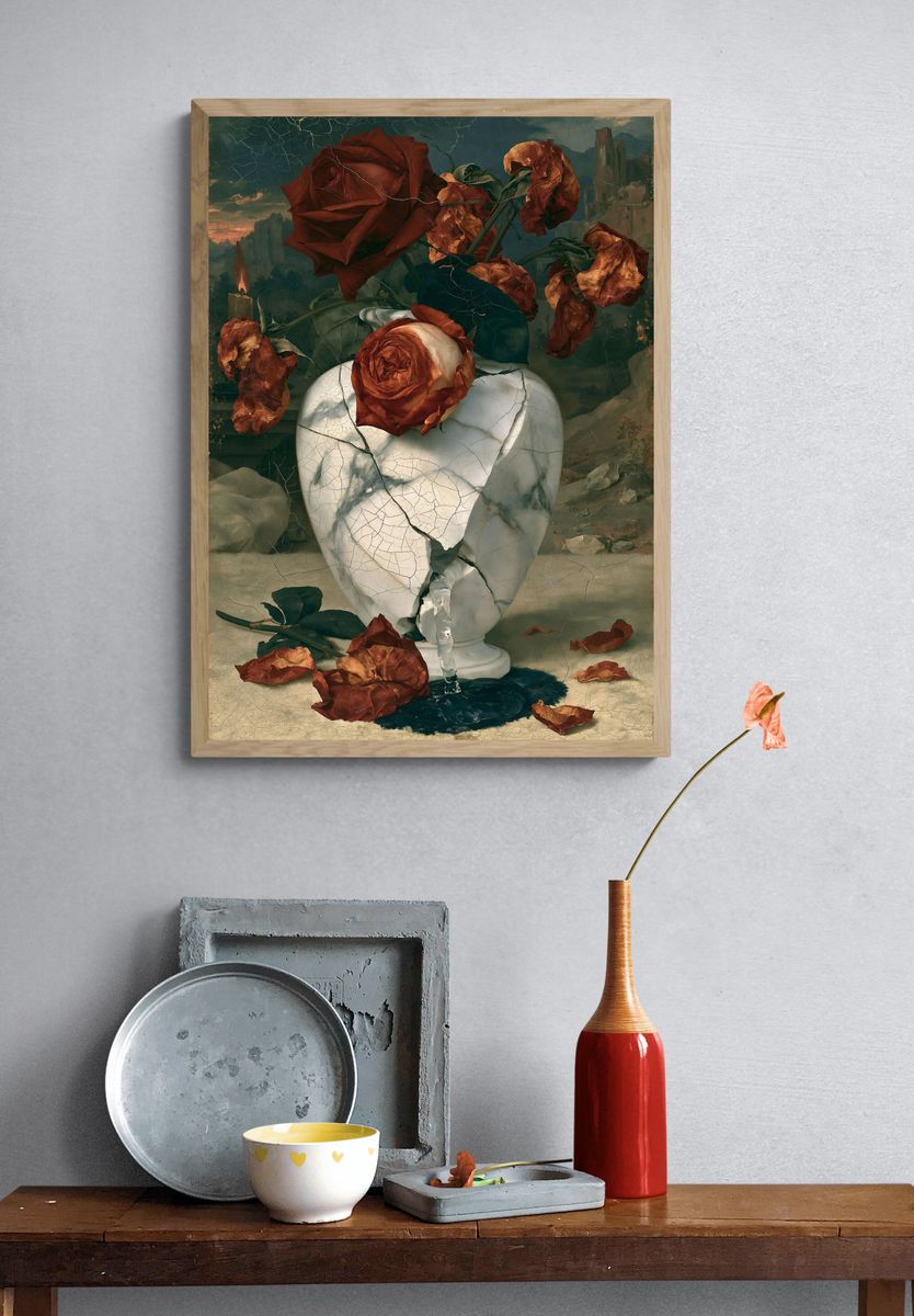 Withered Roses Surrealism Print. — room view 3