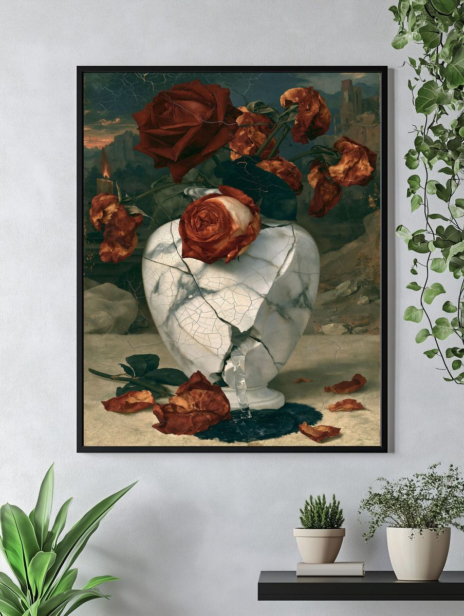 Withered Roses Surrealism Print. — room view 4