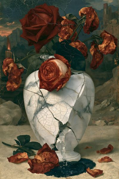 Withered Roses Surrealism Print. poster