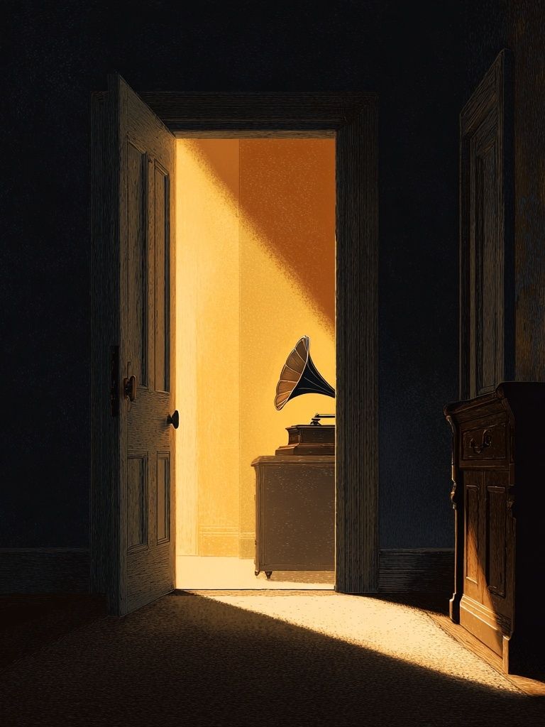 Sunlit Gramophone Room — Fine-Art Print. poster detail