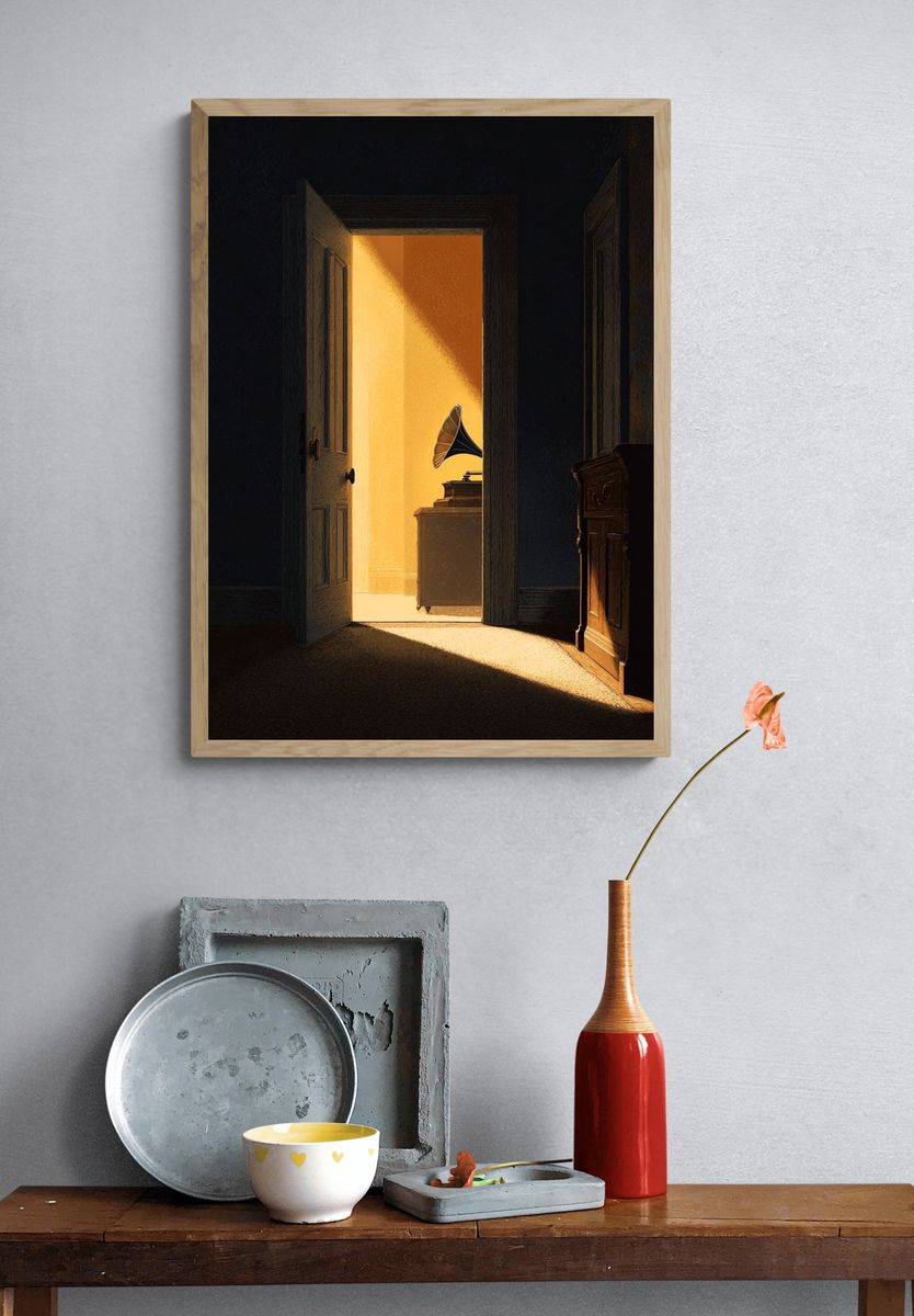 Sunlit Gramophone Room — Fine-Art Print. — room view 3