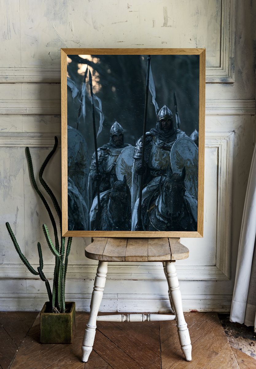Armored Knights in the Rain Poster. — room view 1