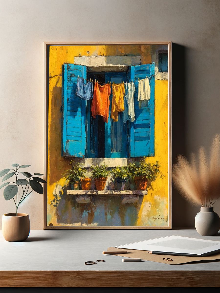 Mediterranean Window Scene Poster. — room view 2