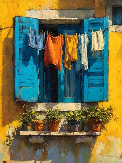Mediterranean Window Scene Poster. poster