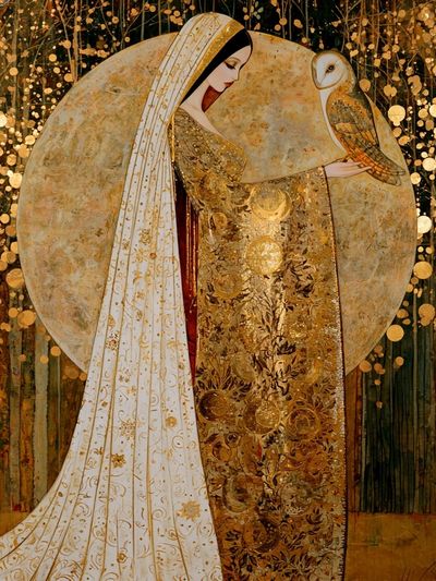Golden Woman and Owl Fine-Art Print.