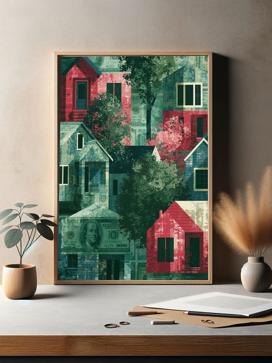 Money House Collage Print. — room view 2
