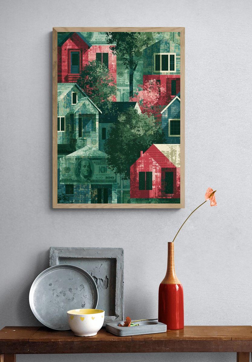 Money House Collage Print. — room view 3