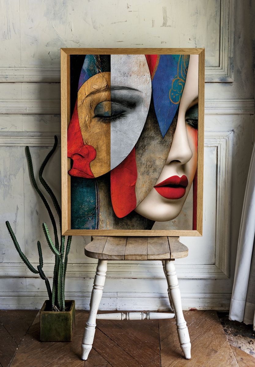 Abstract Woman Face Fine-Art Poster. — room view 1