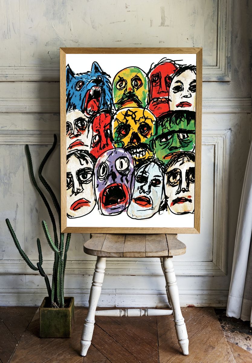 Expressionist Faces Illustration Poster. room preview