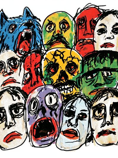 Expressionist Faces Illustration Poster.