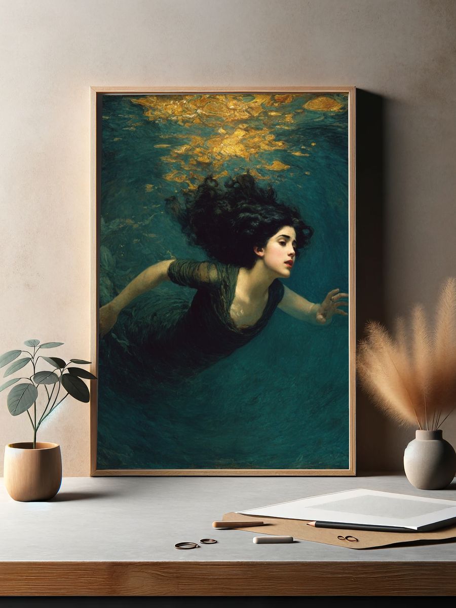 Underwater Woman Fine-Art Print. — room view 2