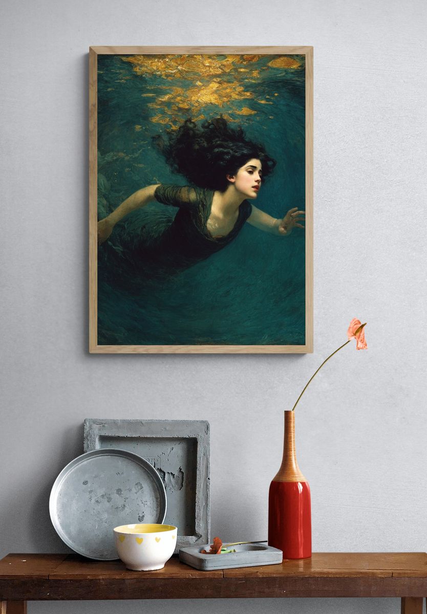 Underwater Woman Fine-Art Print. — room view 3