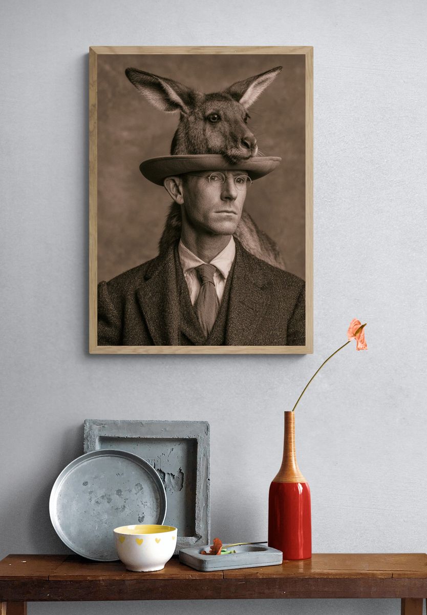 Surreal Kangaroo Portrait Print. — room view 3