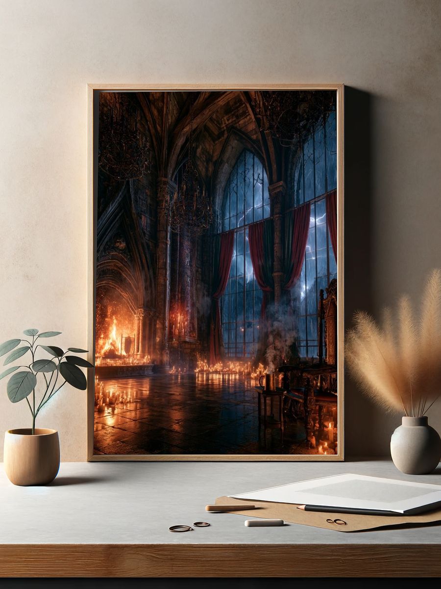 Gothic Candlelit Hallway Print. — room view 2