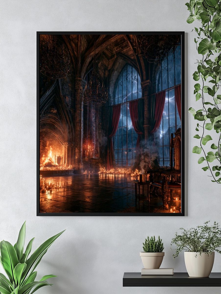 Gothic Candlelit Hallway Print. — room view 4