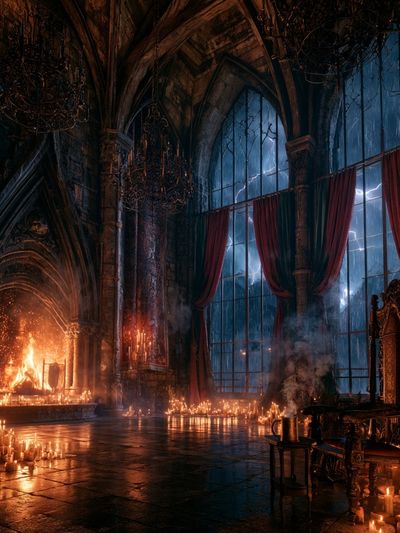 Gothic Candlelit Hallway Print.
