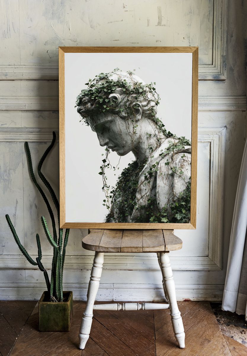 Ivy-Covered Marble Bust Fine-Art Print. room preview
