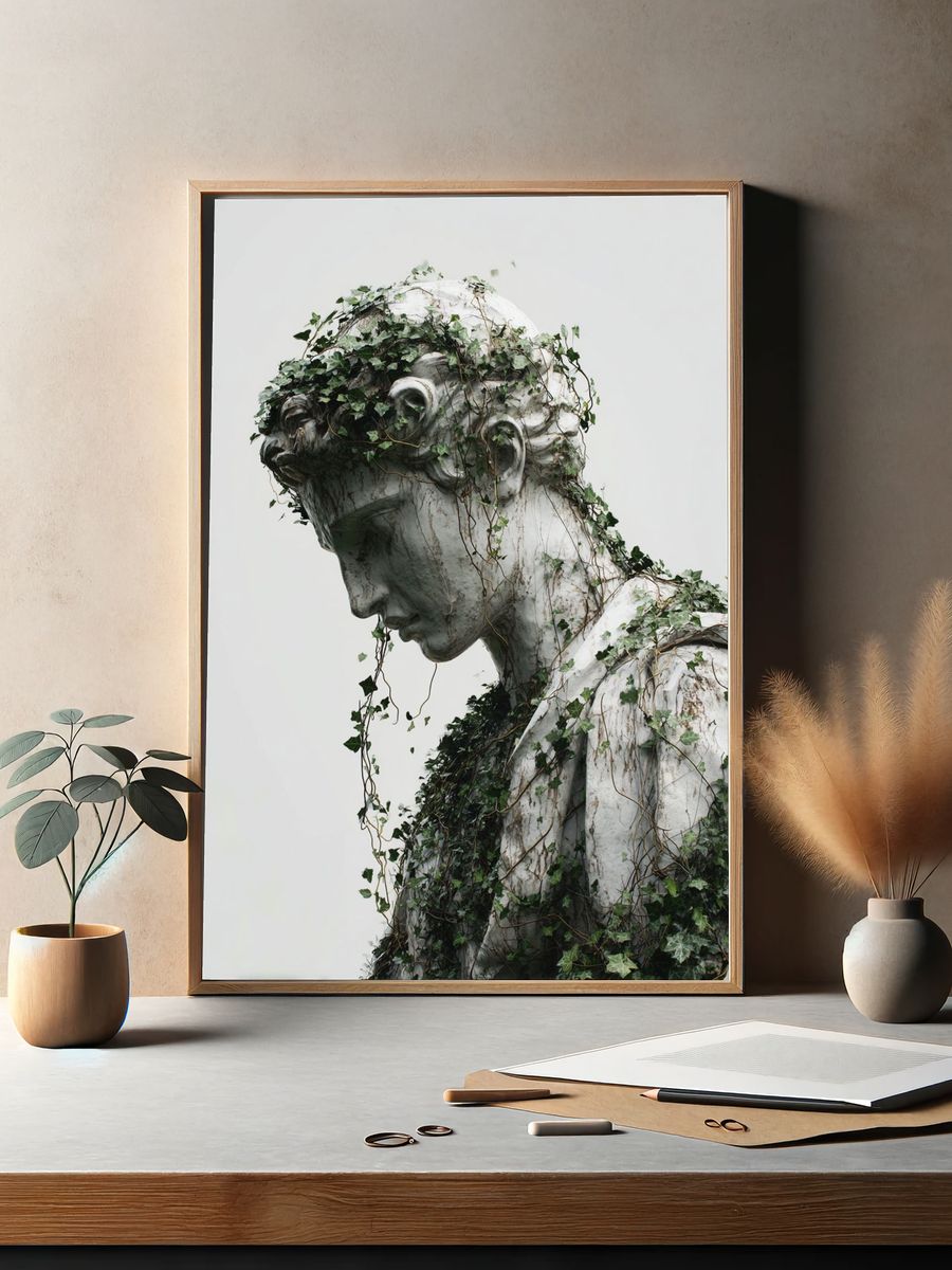 Ivy-Covered Marble Bust Fine-Art Print. — room view 2