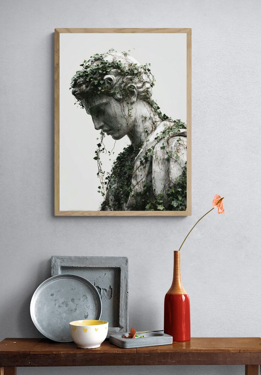 Ivy-Covered Marble Bust Fine-Art Print. — room view 3