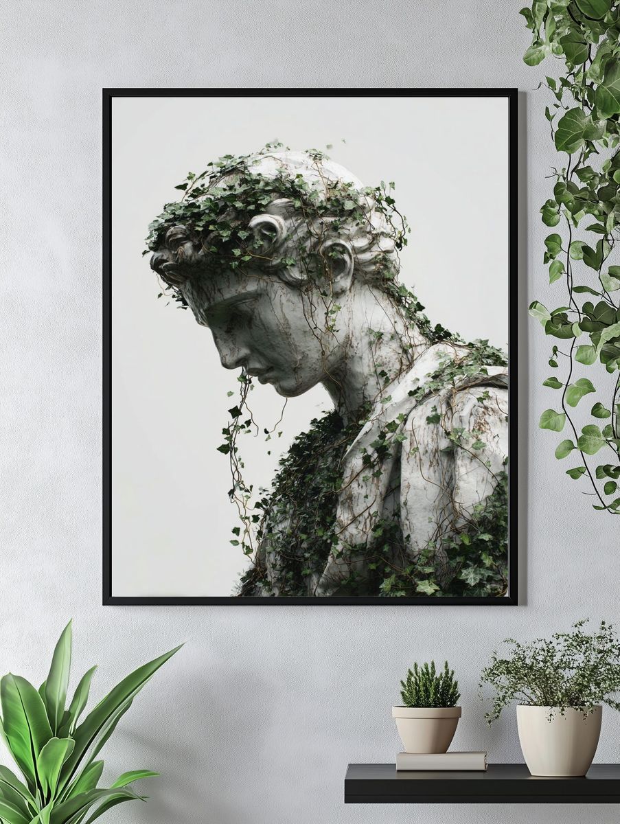 Ivy-Covered Marble Bust Fine-Art Print. — room view 4