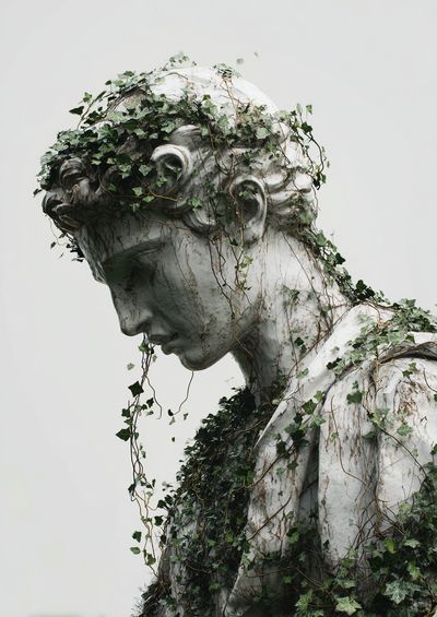Ivy-Covered Marble Bust Fine-Art Print.
