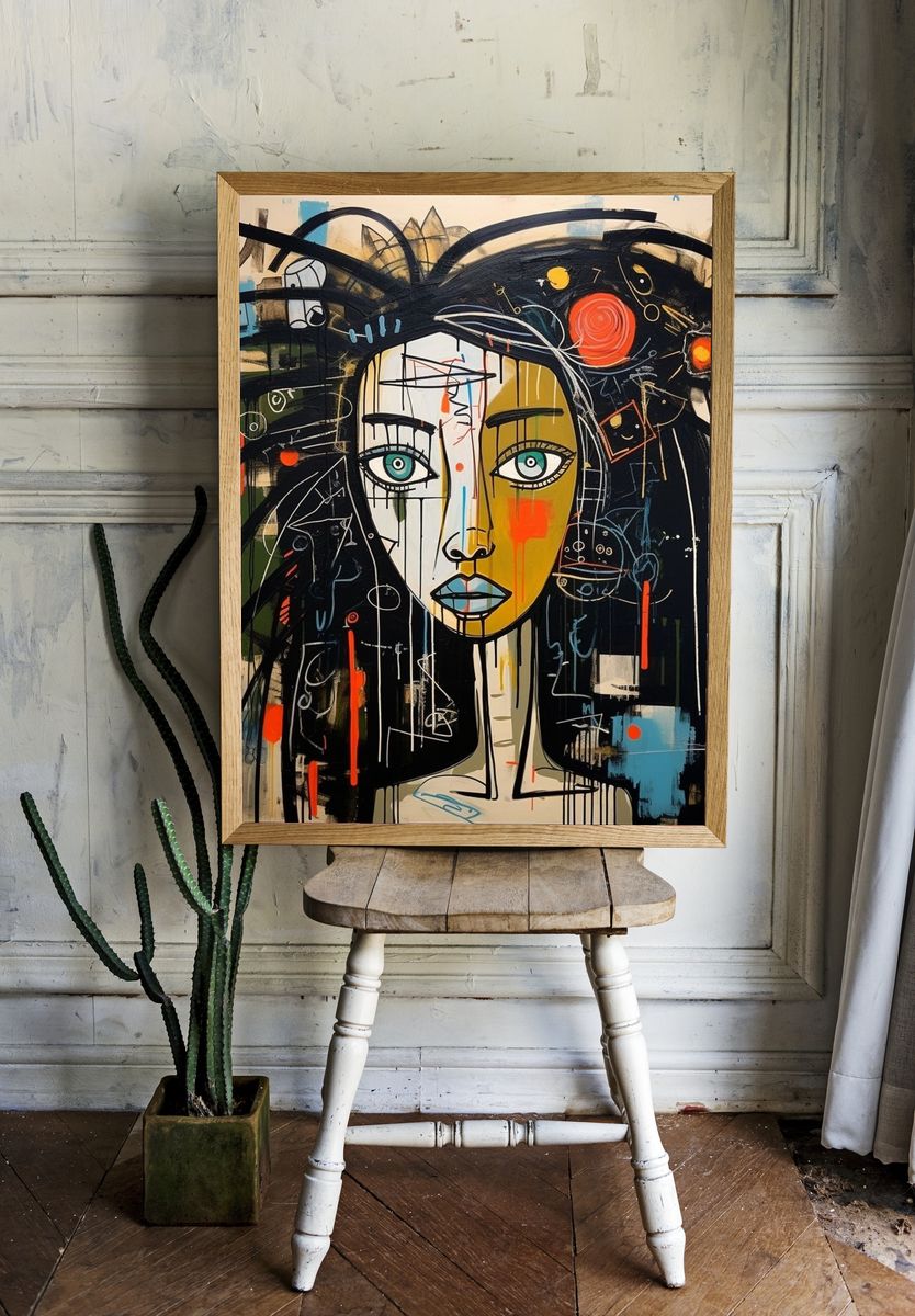 Abstract Woman Portrait Print. room preview