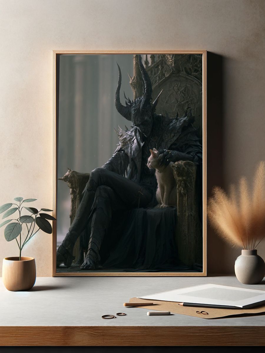 Dark Horned Throne Fantasy Print. — room view 2