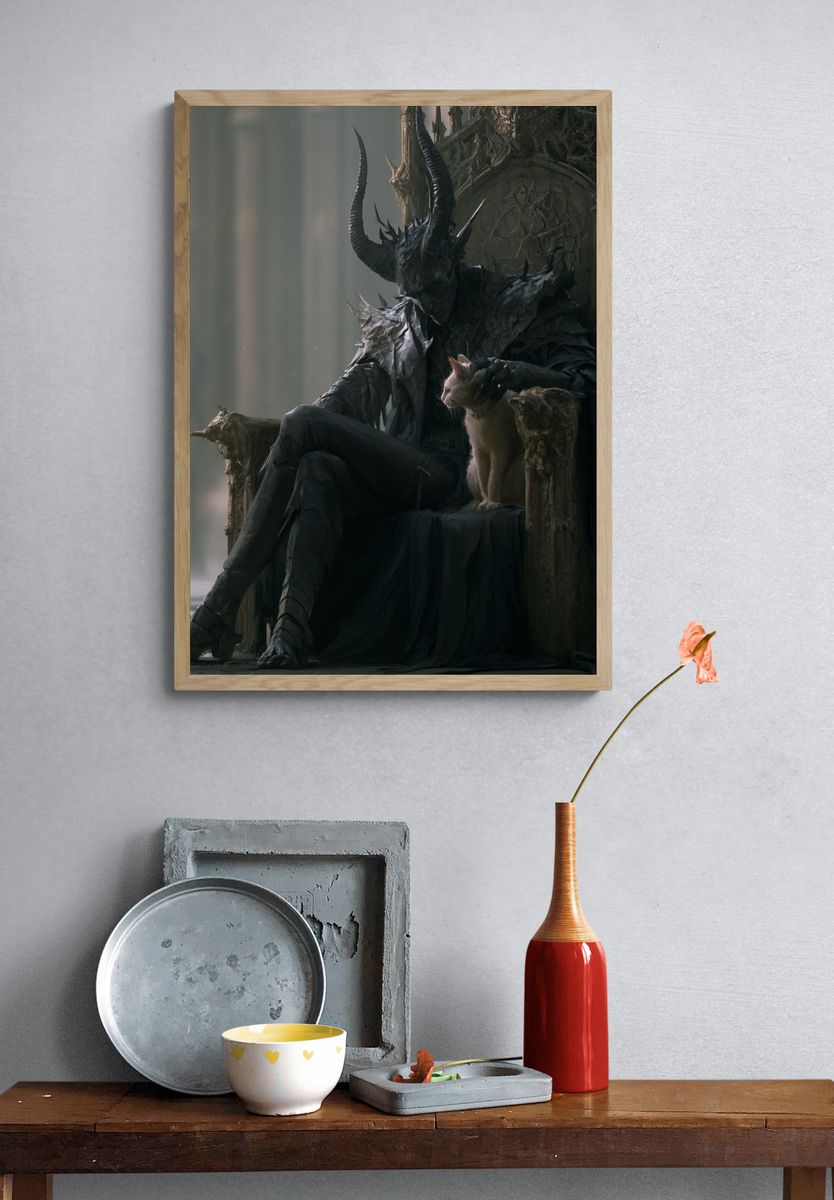 Dark Horned Throne Fantasy Print. — room view 3