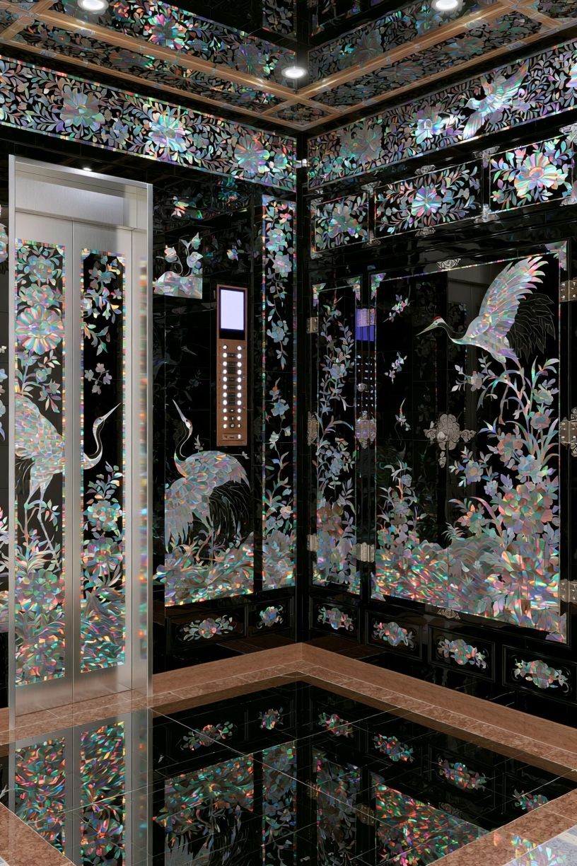 Iridescent Crane Interior Poster. poster detail
