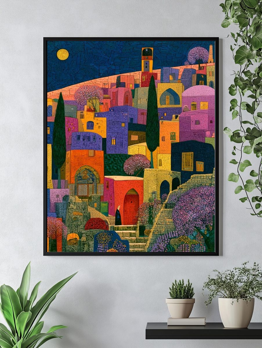 Colorful Mediterranean Village Poster. — room view 4