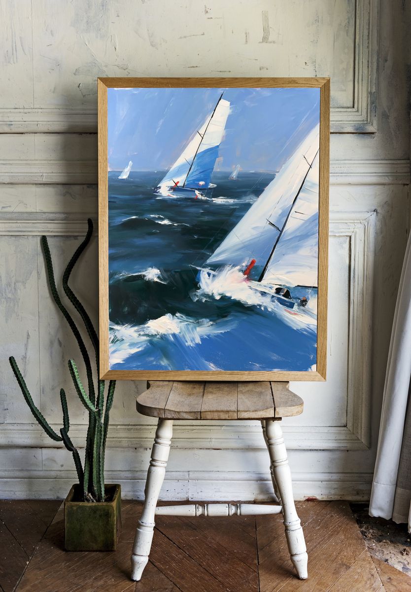 Sailing Regatta — Impressionist Print. room preview