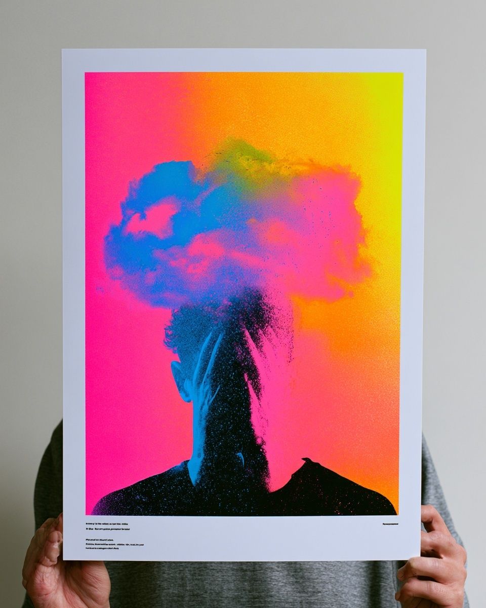 Neon Smoke Silhouette Poster. poster — fine-art art