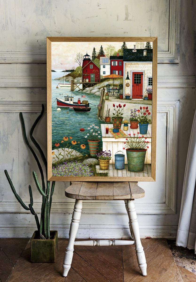 Harbor Cottage Garden Print. — room view 1