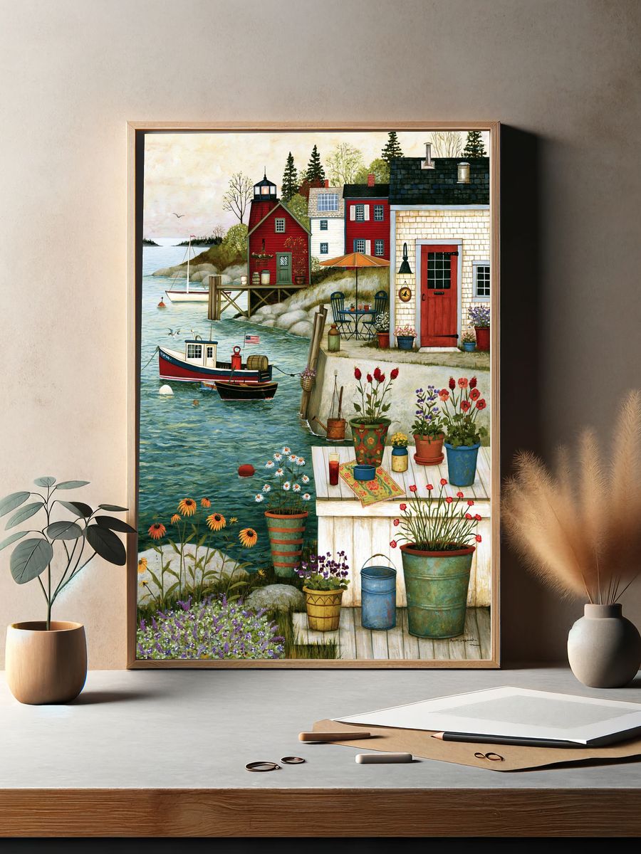 Harbor Cottage Garden Print. — room view 2