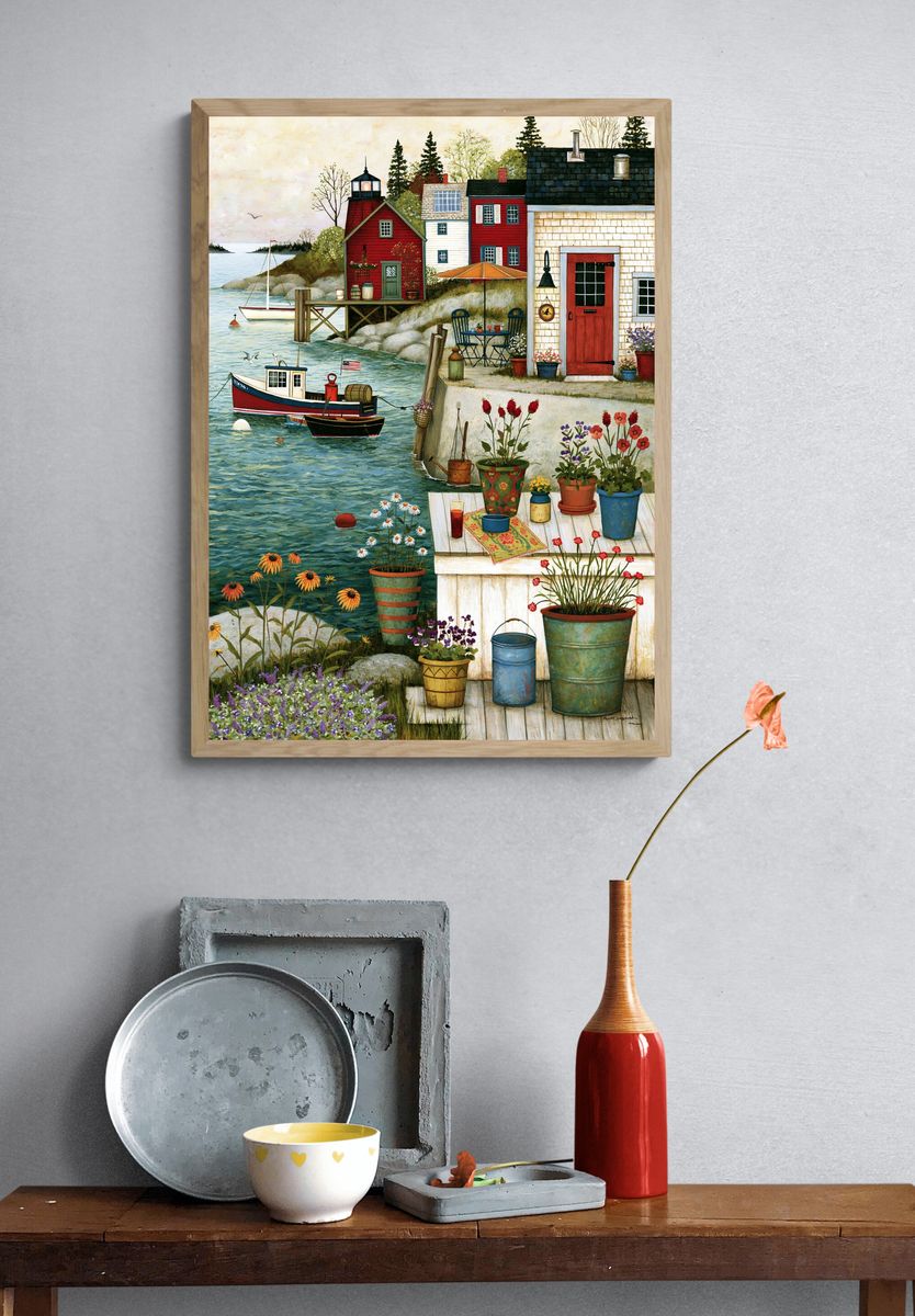 Harbor Cottage Garden Print. — room view 3
