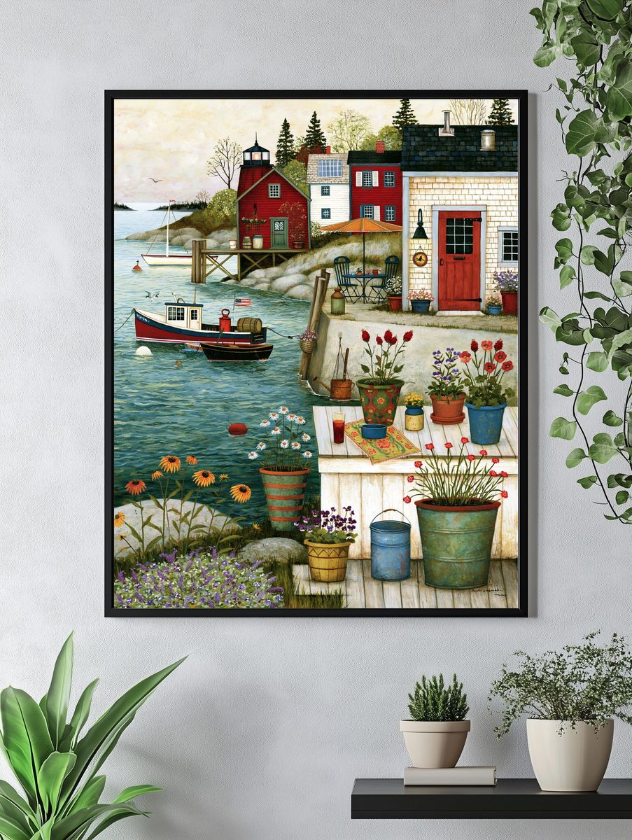 Harbor Cottage Garden Print. — room view 4