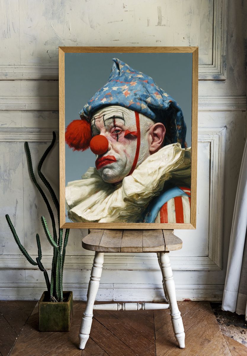 Melancholy Clown Portrait Print. — room view 1