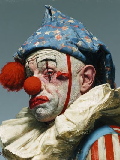 Melancholy Clown Portrait Print. poster