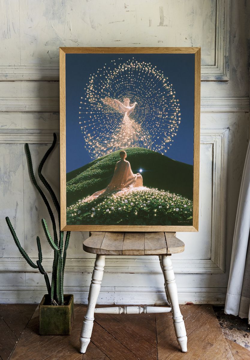 Celestial Phoenix Surrealism Poster. room preview