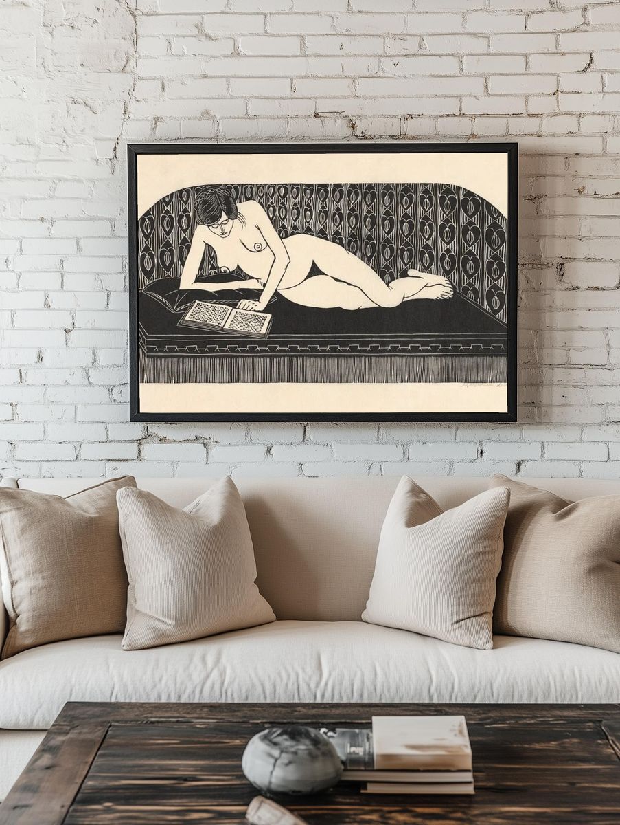 Naked woman showing her breasts. room preview