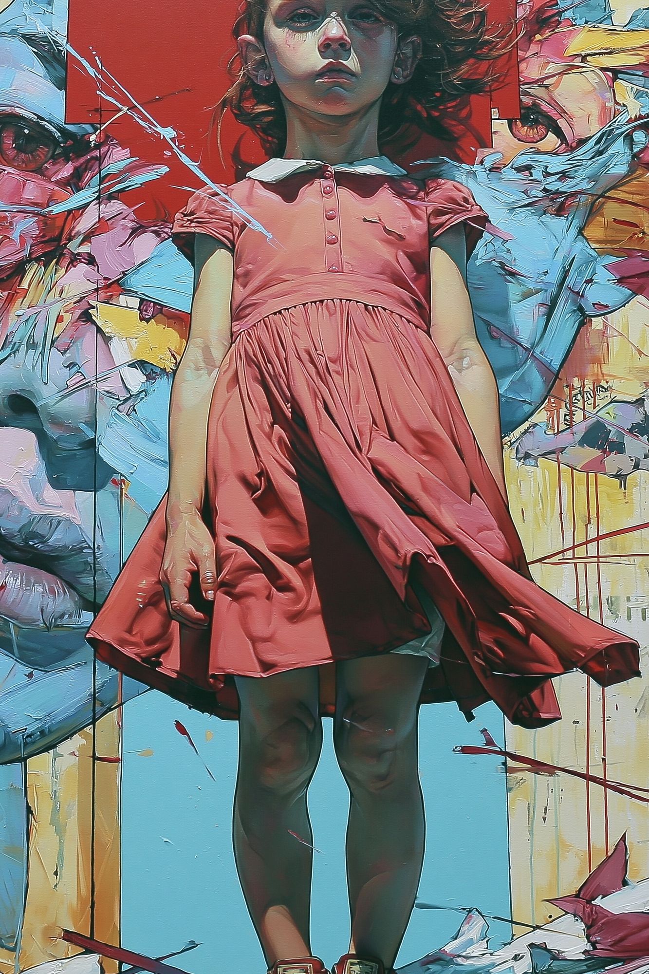 Girl in Pink Dress Street-Art Poster. poster — fine-art art