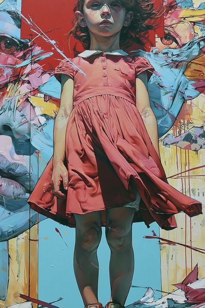 Girl in Pink Dress Street-Art Poster.