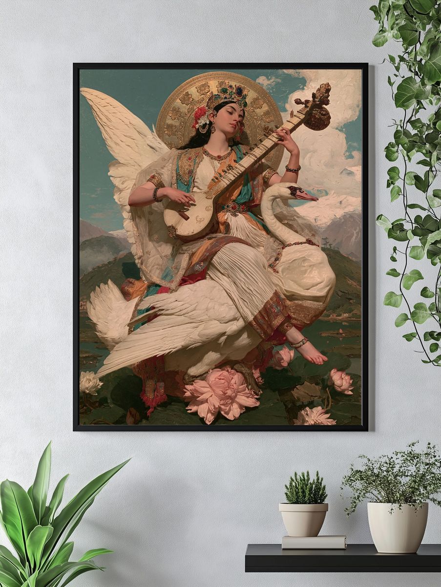 Swan Goddess with Sitar Poster. — room view 4